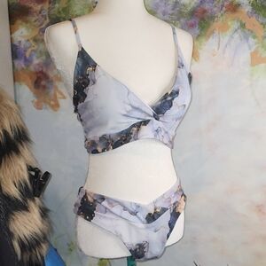 SHEIN Blue and Gold Bikini Set Swimwear